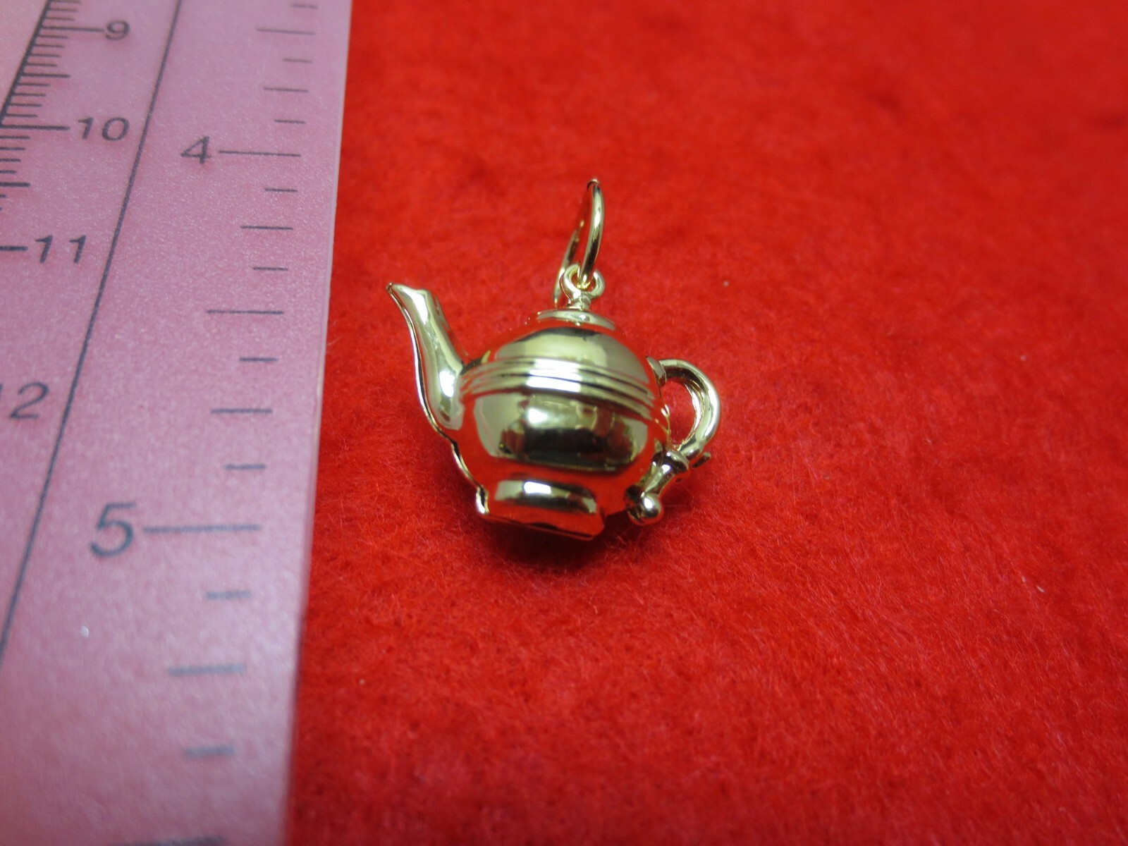 14 KT GOLD EP 3D 7/8ths INCH WIDE TEA POT 3D CHARM WITH 24″ ROPE CHAIN-A108