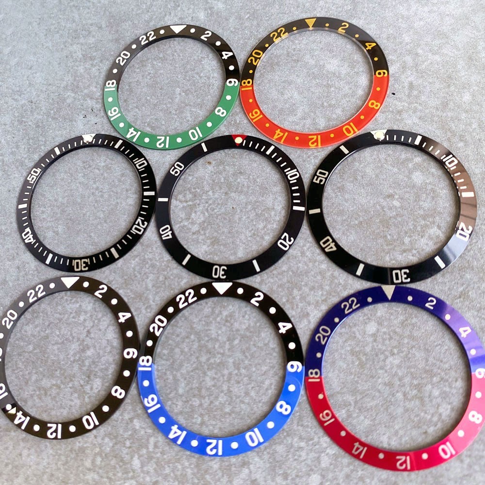 36.5mm Black Aluminum Alloy Bezel Insert For 38MM Retro Tandorio Mens Watch