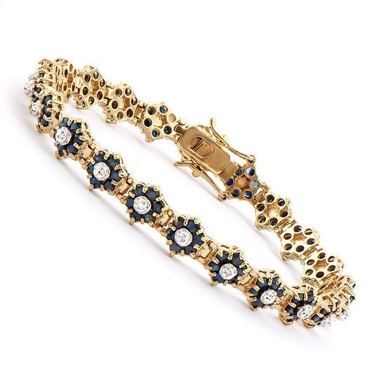 6.71 Ct Natural Sapphire Diamond 18K Gold Plated Designer Bracelet