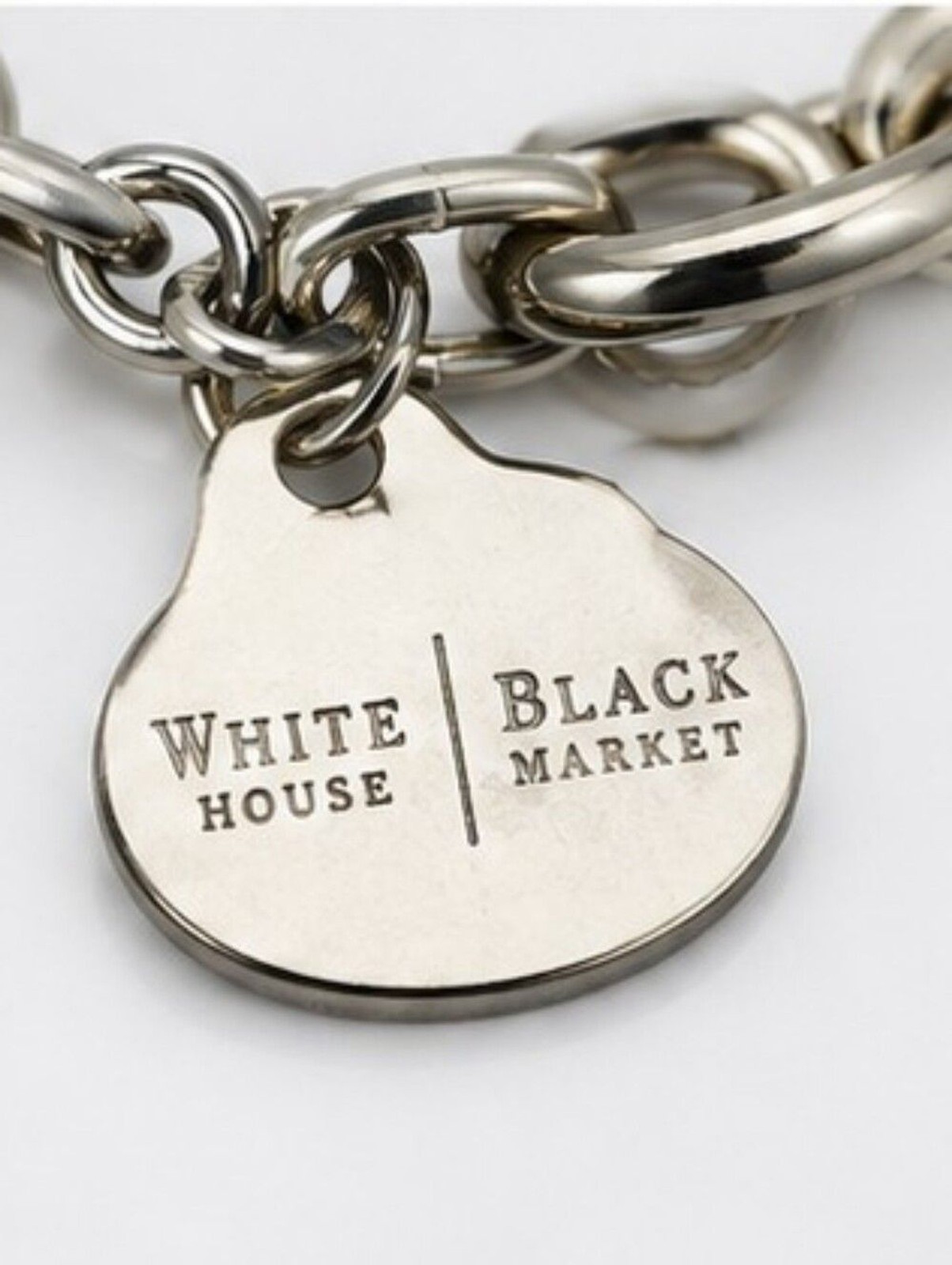 White House Black Market Crystal Statement Necklace Silver Tone Charm Collar WHB