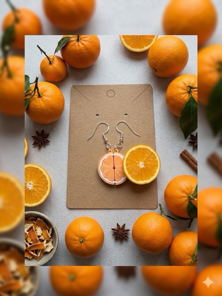 🍊Orange Slice Dangle Earrings Small Fruit Jewelry Cute & Unique Fresh Sqeeze🍊
