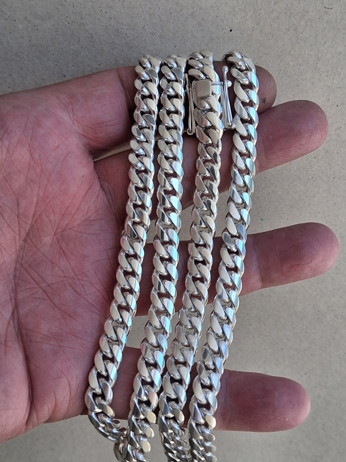 Miami Cuban Link Chain 999 pure Silver 19 1/2 ” 7.5 mm 80 Grams.