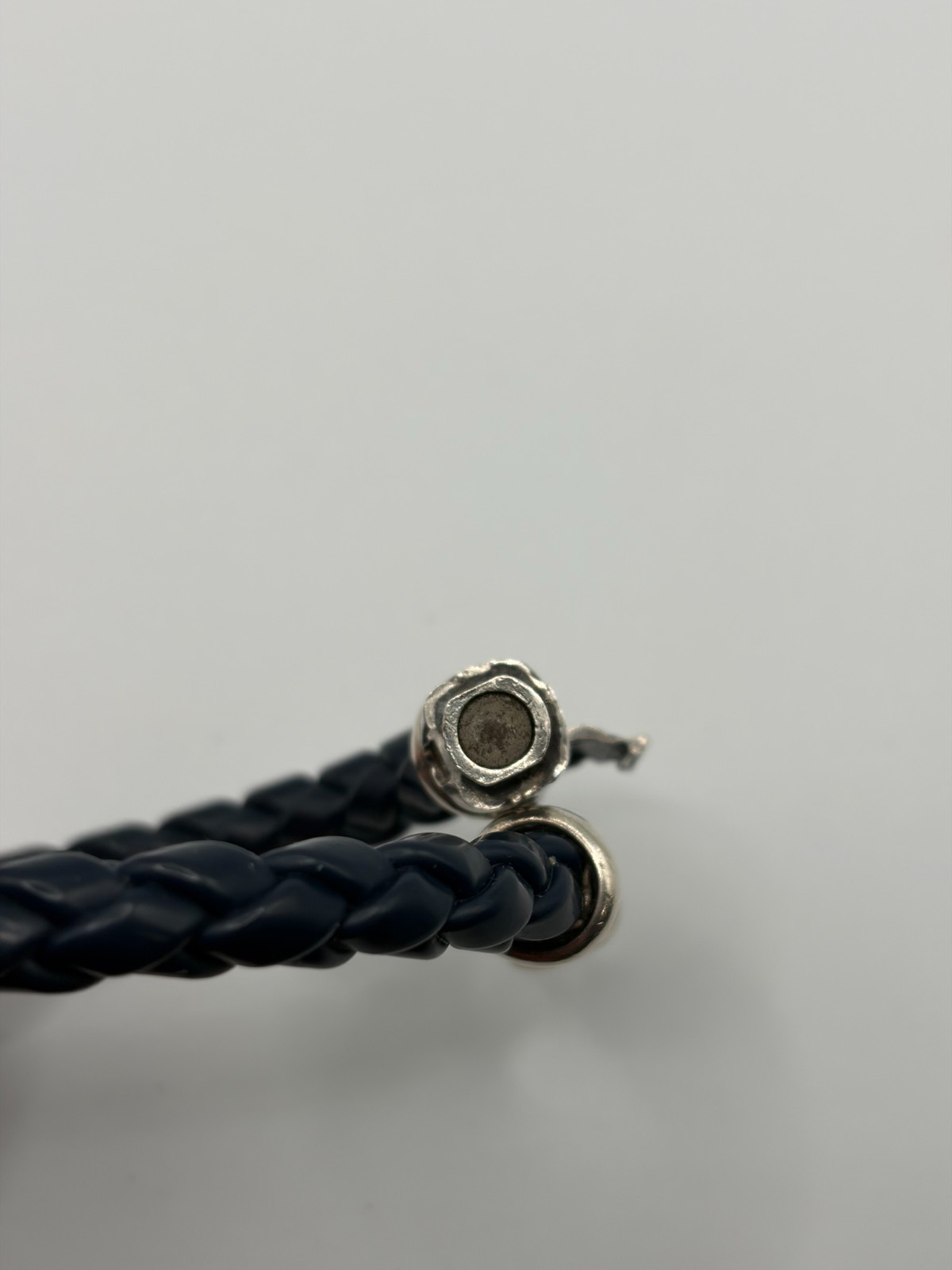 David Yurman Chevron Blue Rubber Sterling Silver Bracelet 7.5″ 8mm
