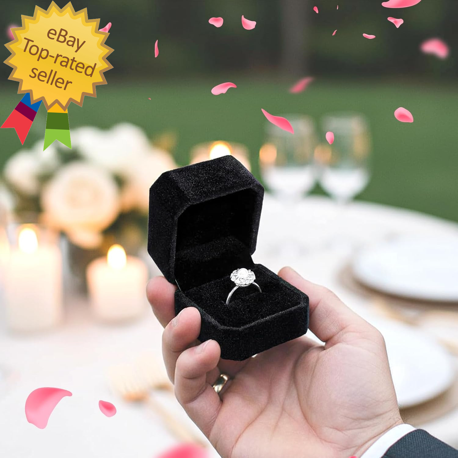 36 Pcs Black Velvet Ring Boxes Bulk, 2.13 X 1.97 X 1.54 Inch Rings Case Earring