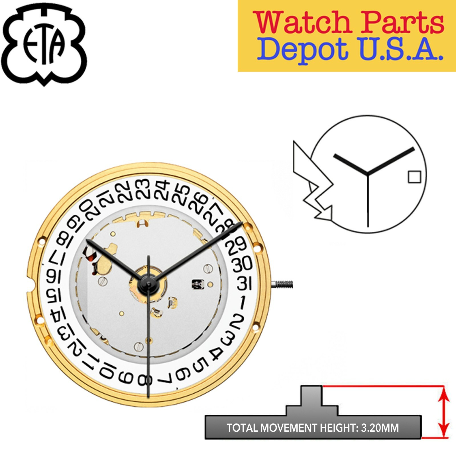 Genuine ETA E64.111 Swiss Made Quartz Movement, (Multiple Variation) – NEW!