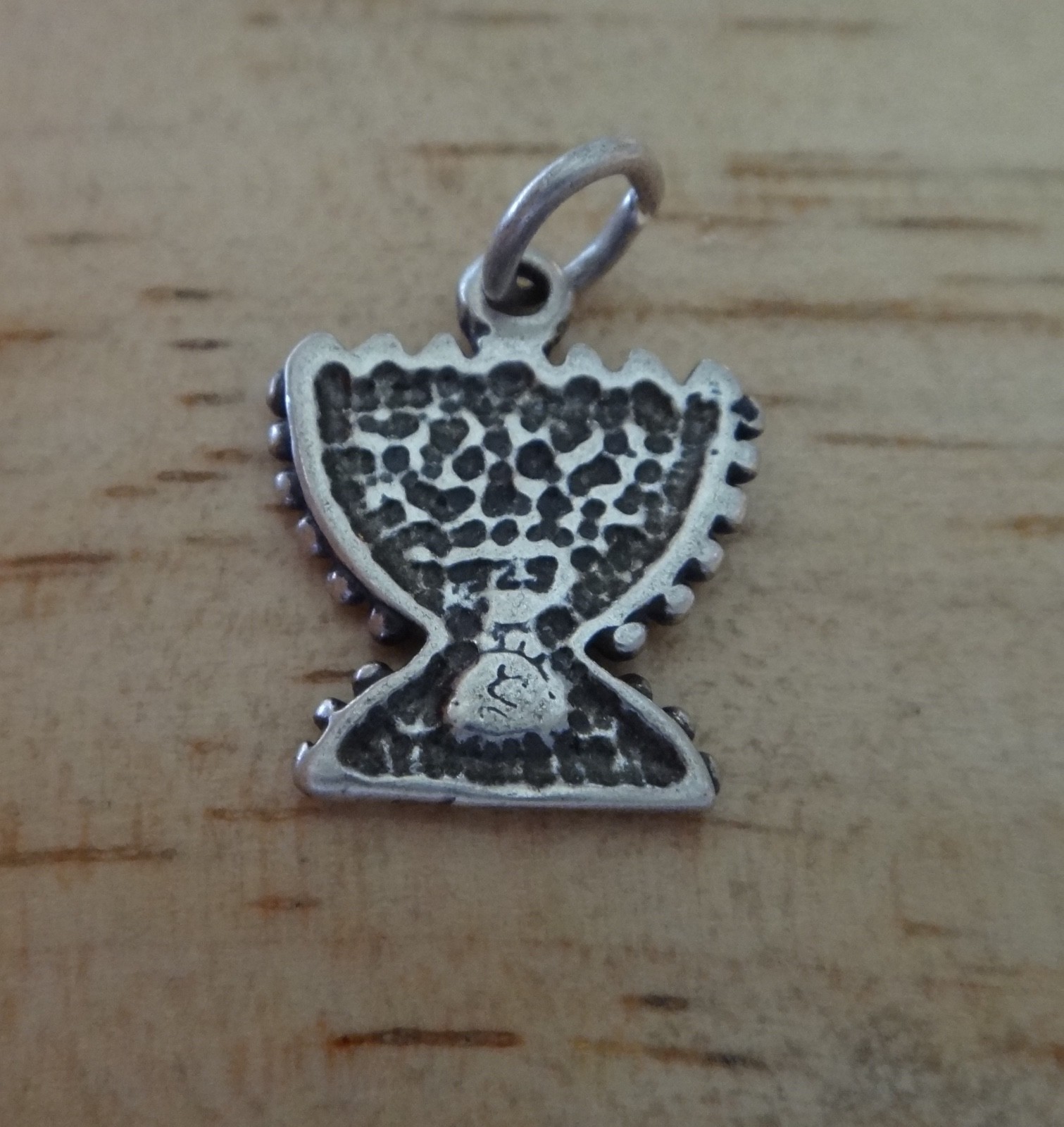 Sterling Silver 16x14mm Solid Flat Jewish 7 Lamp Temple Menorah Charm