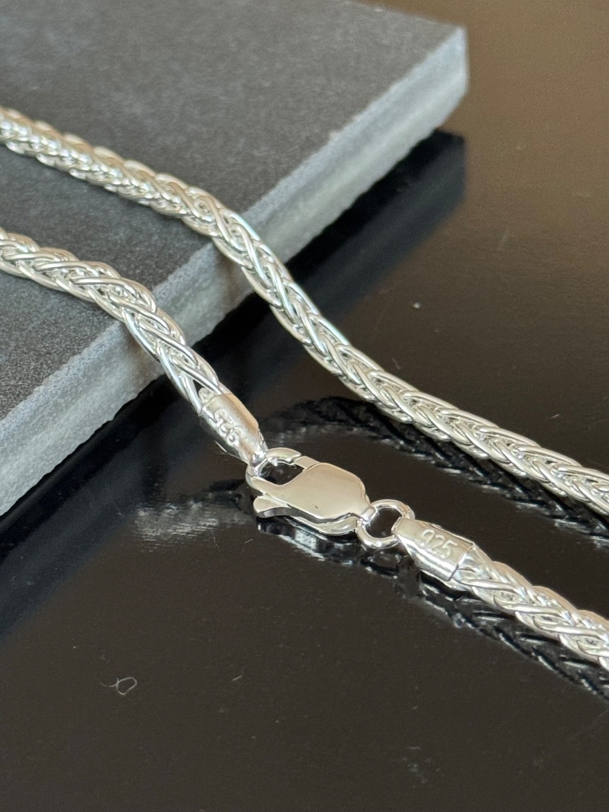 925 Spiga Wheat Chain Necklace ( 3.5MM ) High Polished