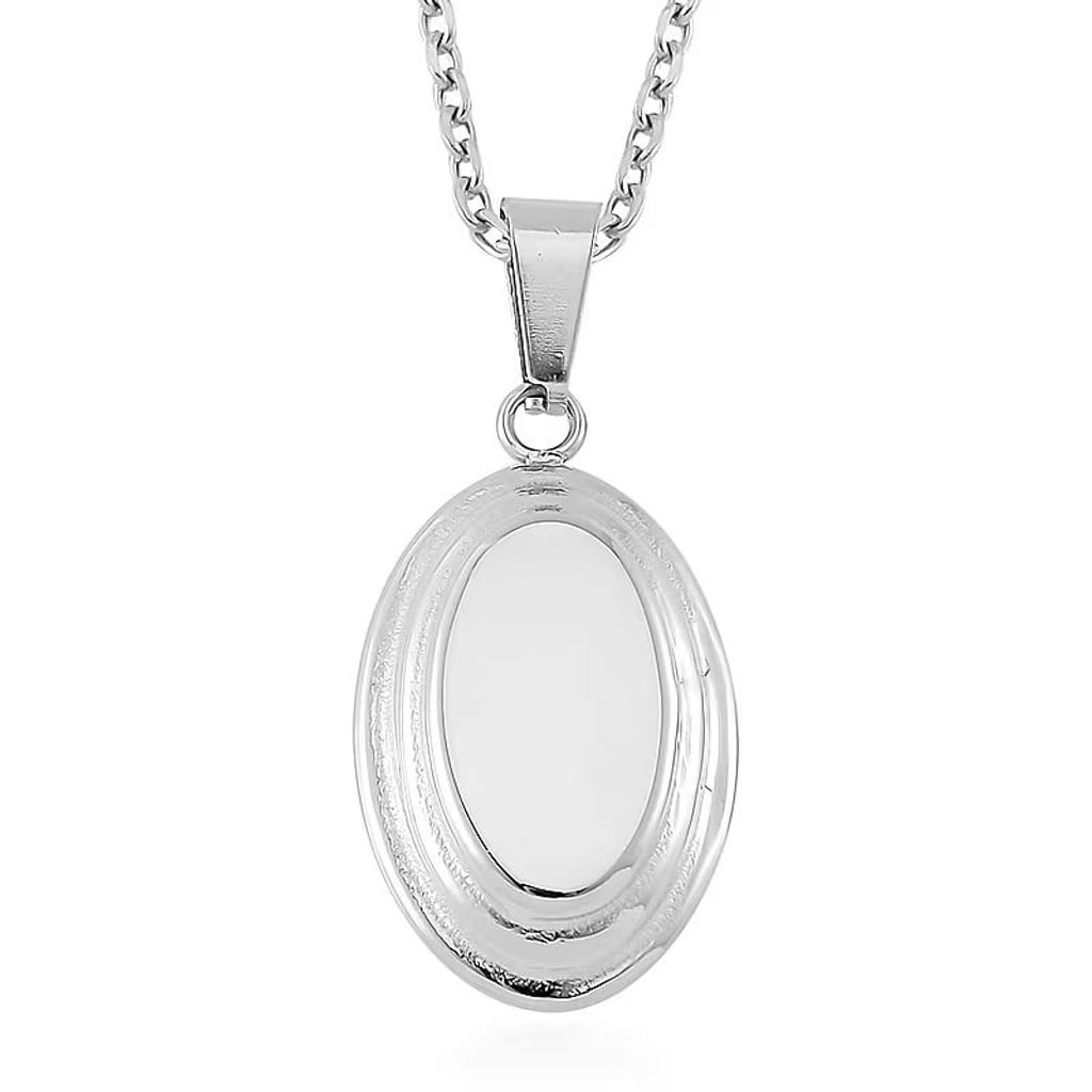 Oval Dog Tag Pendant Necklace 24 Inches