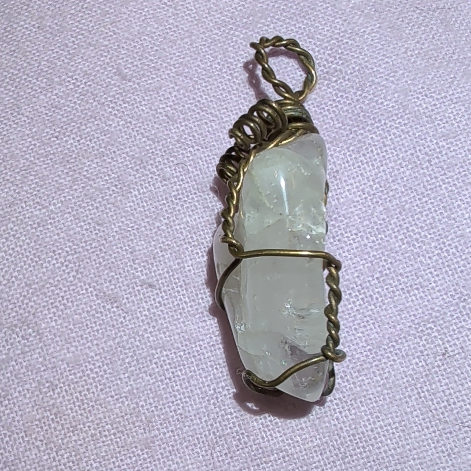 Wire Wrapped Aquarium Brass Wire Pendant. 12 Grams, Tested W/Presidium 2 gemtest