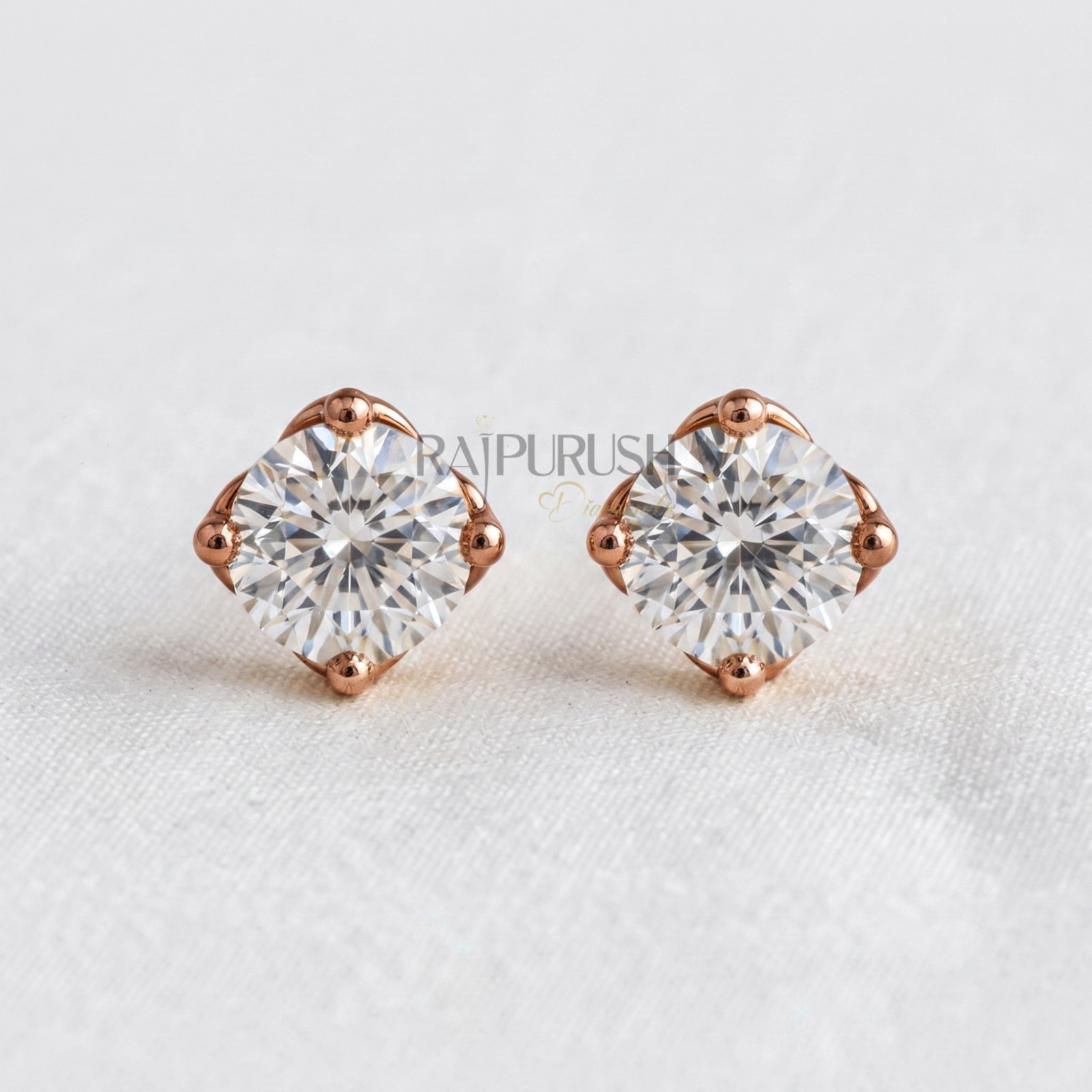 Round Cut Moissanite Solitaire Stud Earrings 925 Silver – Gold/Rose Gold Plated
