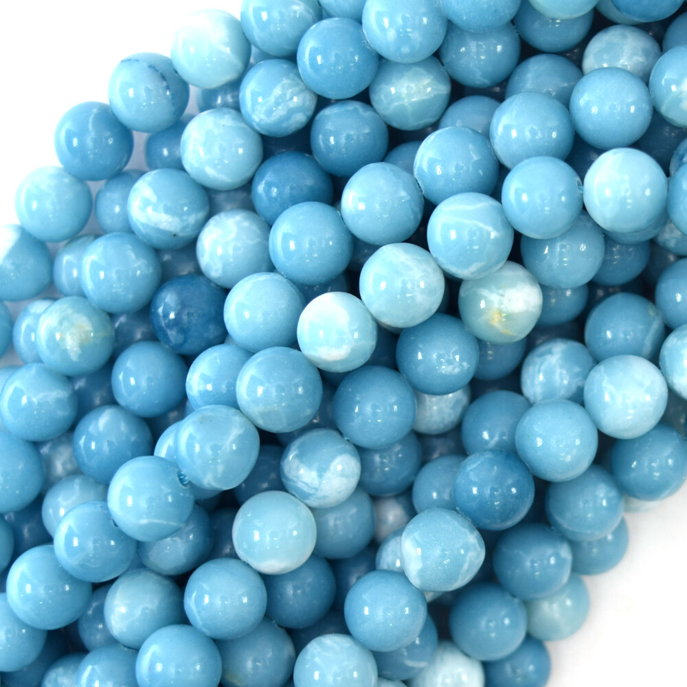 Blue Larimar Quartz Round Beads Gemstone 15″ Strand 4mm 6mm 8mm 10mm 12mm S1