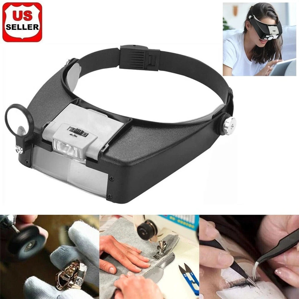 LED Headband Magnifier Visor Glasses Jeweler Loupe Watch Repair Magnifying