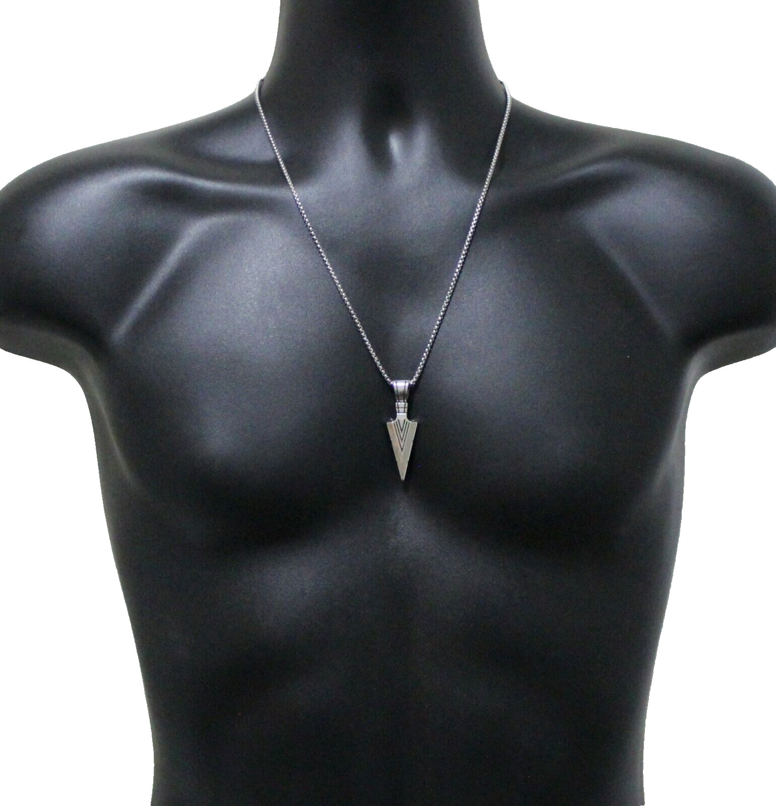 Arrow Head Silver Plated Pendant Necklace 24″ Round Box Stainless Steel Jewelry
