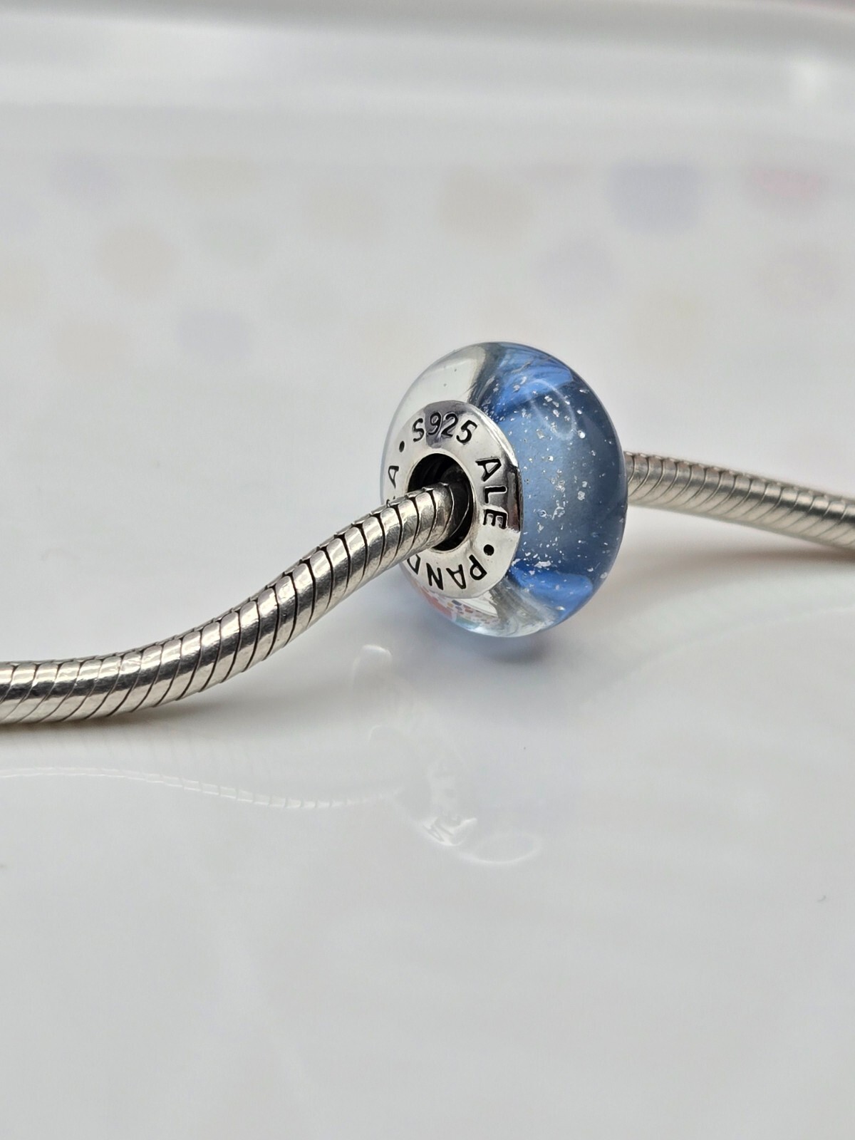 Authentic Pandora Disney Murano Cinderella’s Signature Blue glass Charm