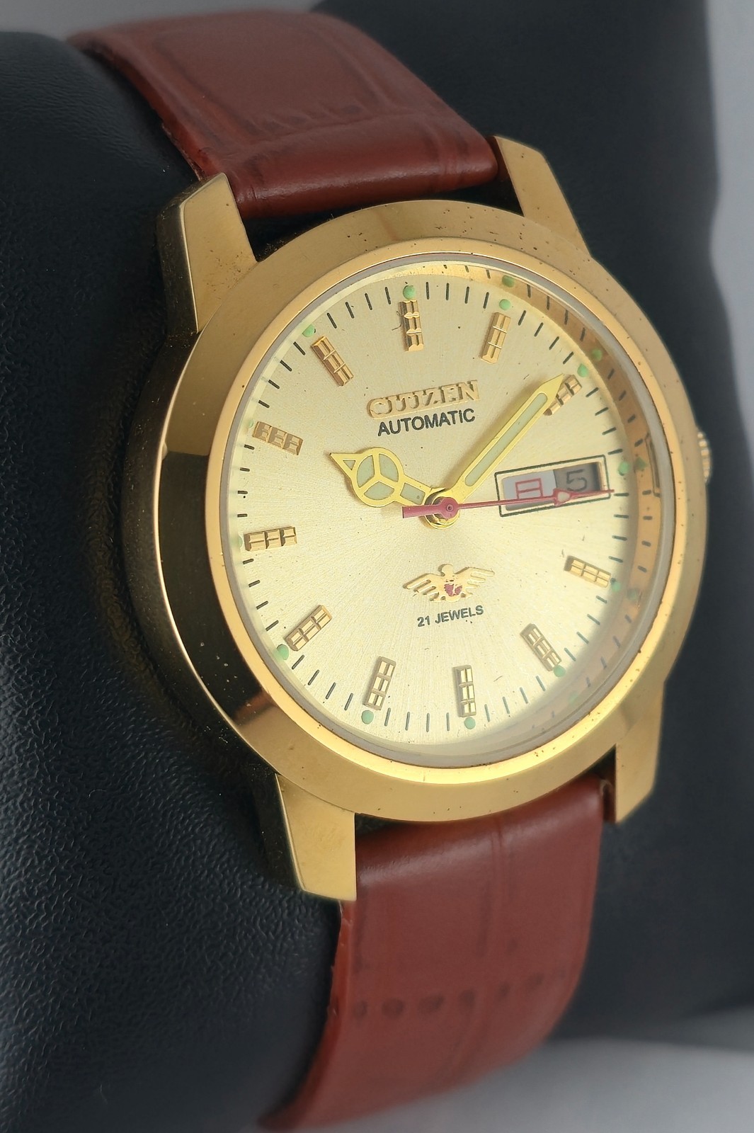 Refurbished Citizen Automatic Gold Dial with Day/Date Men’s Watch | 21 Jewels