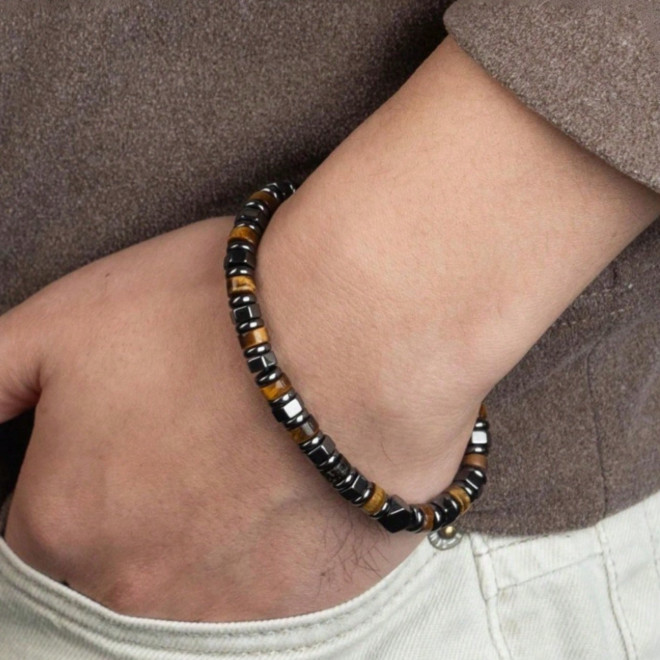 Genuine Tiger Eye Hematite Protection Bracelet Healing Energy Balance Wealth