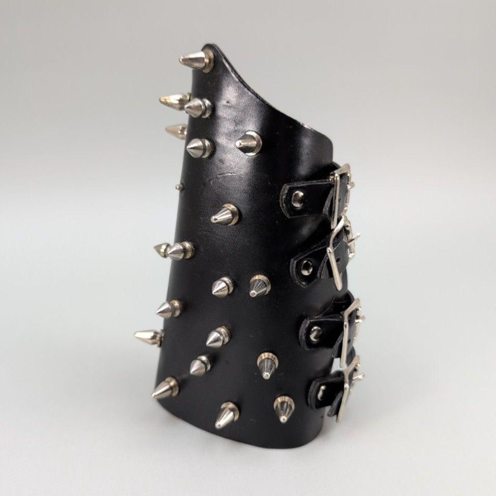 Hot Topic Bracelet Black Faux Leather Spike Buckle Cuff Punk Gothic Adjustable