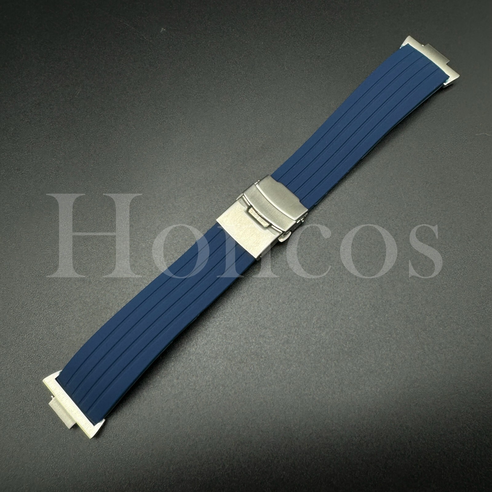 Replacement Dark Blue Rubber Watch Strap Fits for Tissot PRX Clasp and Adapter
