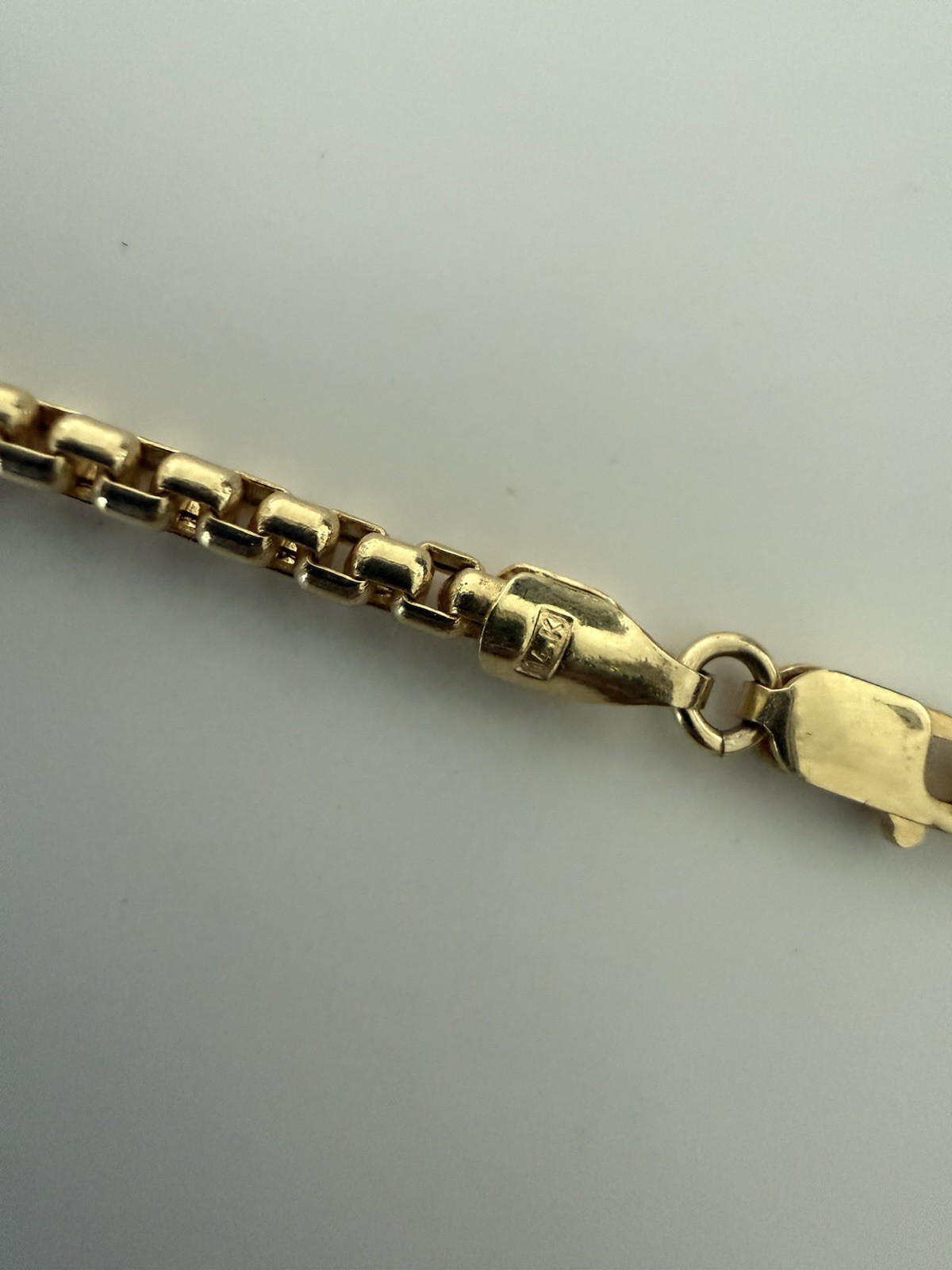 14k Real Yellow Gold Round Box Chain Necklace 20” Inch 2.4mm