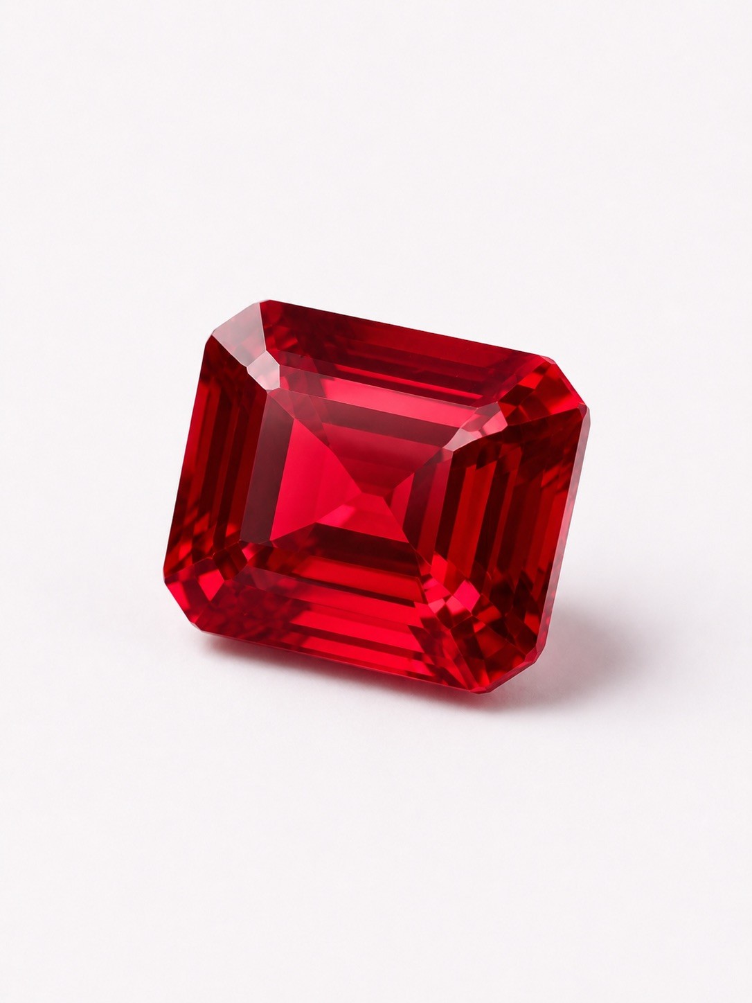 Red Ruby 6.9ct Emerald Cut Loose Gemstone Lab Grown Hand Cut