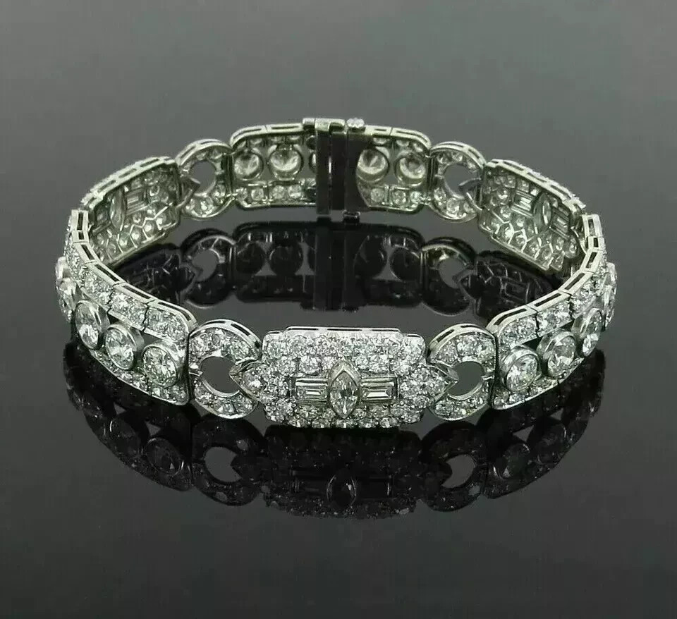 12Ct Round Cut White Moissanite Tennis Women Bracelet 14K White Gold Plated