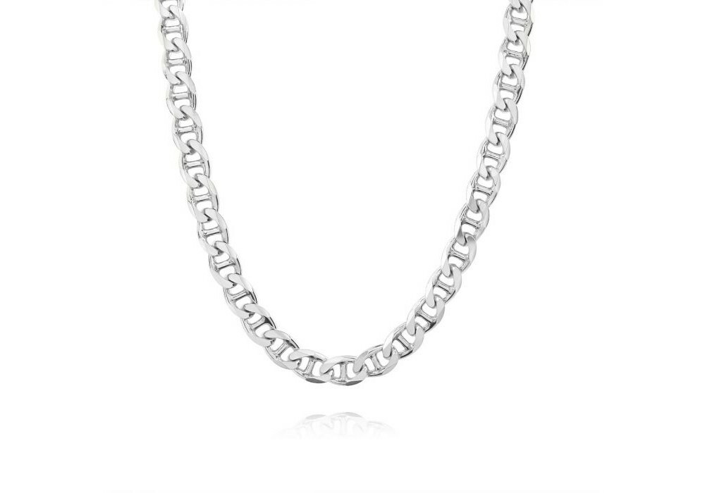 925 Sterling Silver 4.5MM Italian Flat Mariner Link Chain Necklace, Anchor, Gift