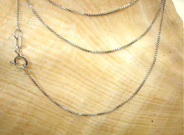 0.7MM-0.9MM RHODIUM 925 STER SILVER ITALIAN SQUARE BOX CHAIN NECKLACE 16″-18″