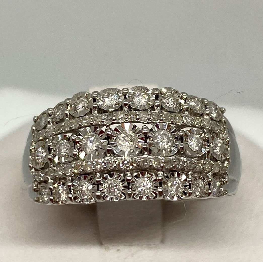 Sterling Silver .50 ctw Diamond Ring Size 7 R118