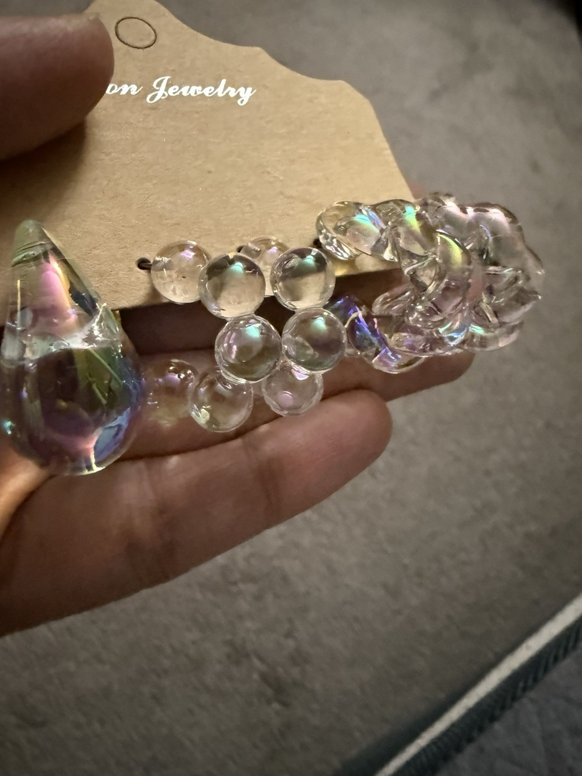 Iridescent Hoops Holographic Lucite Acrylic Transparent Retro Earrings Lot