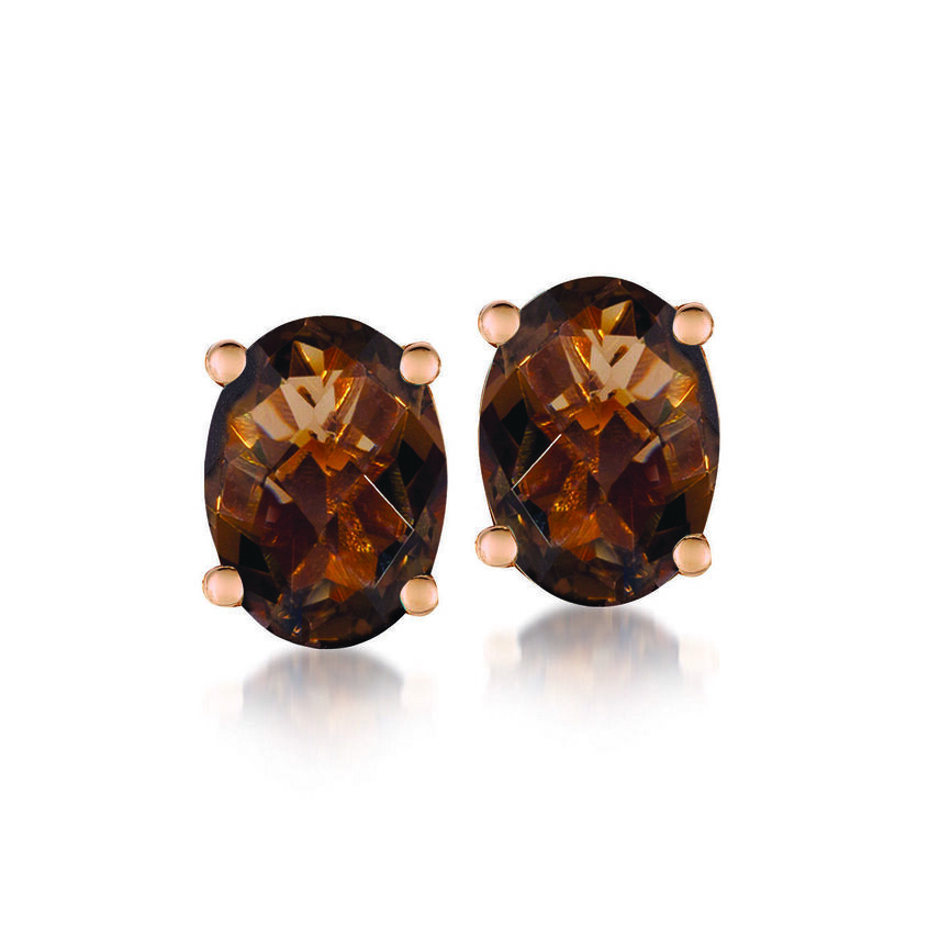 Le Vian Stud Earrings 2 cts Chocolate Smoky Quartz Rose Gold Plated Silver