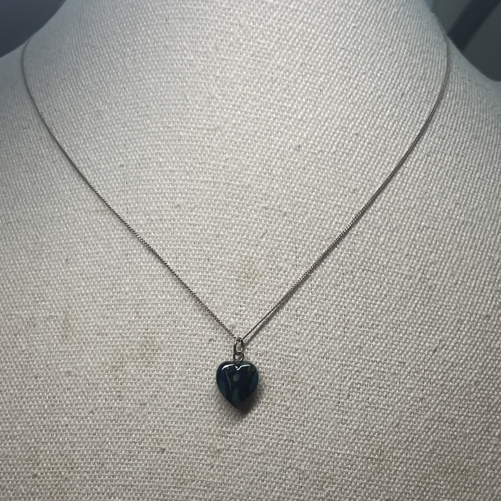 Heathergem Sterling Silver Small Heart Pendant Made In Scotland 16” 925 Chain