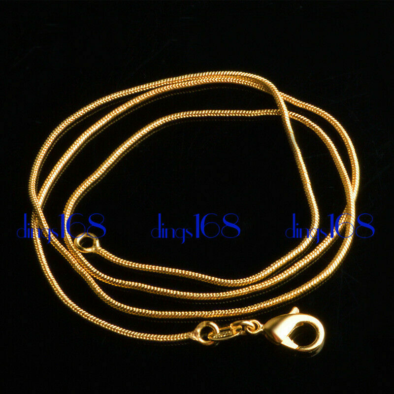 Women/Men’s REAL 18K Yellow Gold Filled 1.2mm Thin 16~38″ Snake Chain Necklace