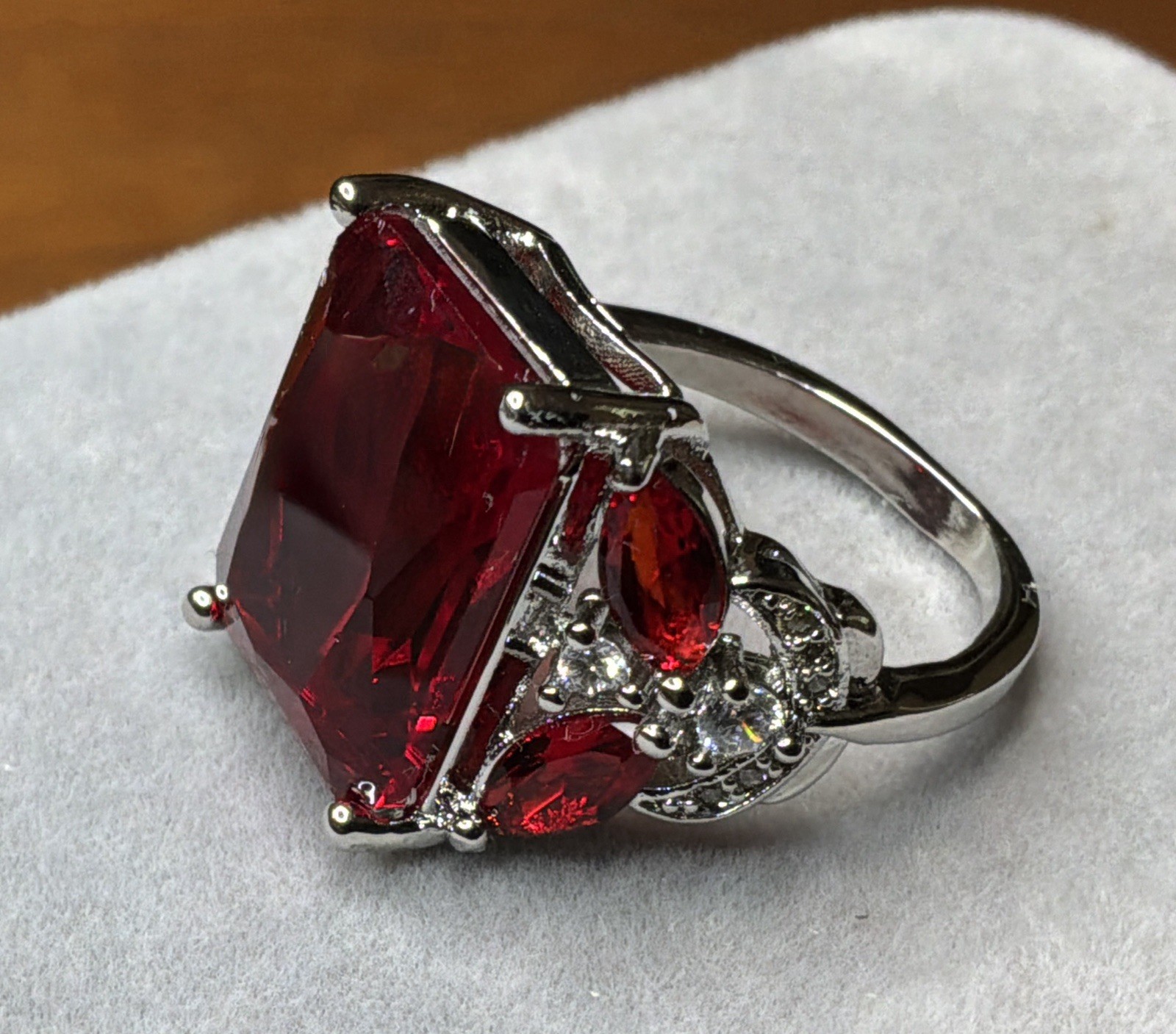 RUBY RING – Lab Created – 18x13mm Or 12.0ctw – .925 STERLING SILVER !!!
