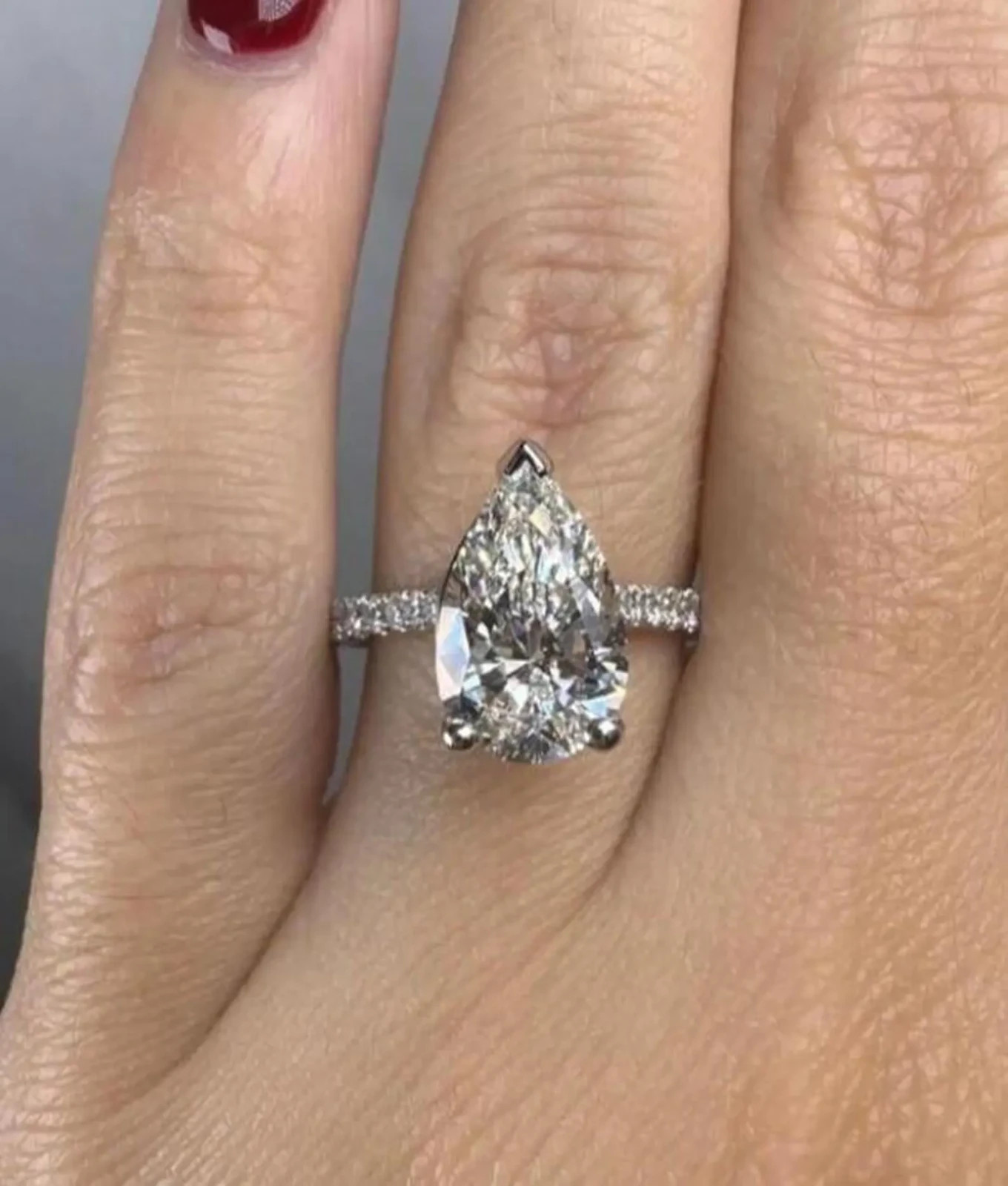 5Ct GRA Certified Pear Cut Moissanite Solitaire Engagement Ring 14k Gold Plated