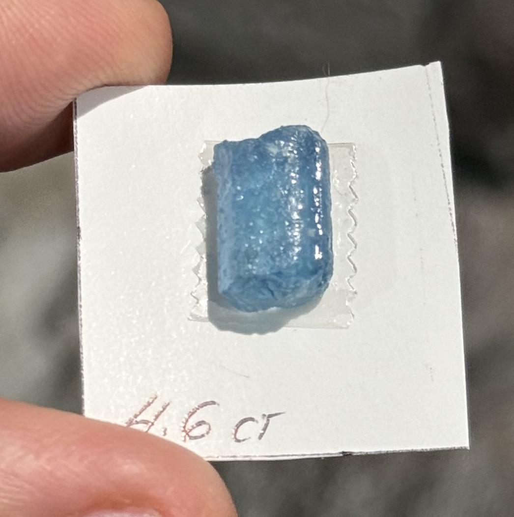 4.6ct 11.7×7.6mm Rough Intense Blue Aquamarine Resin Coated Gemstone