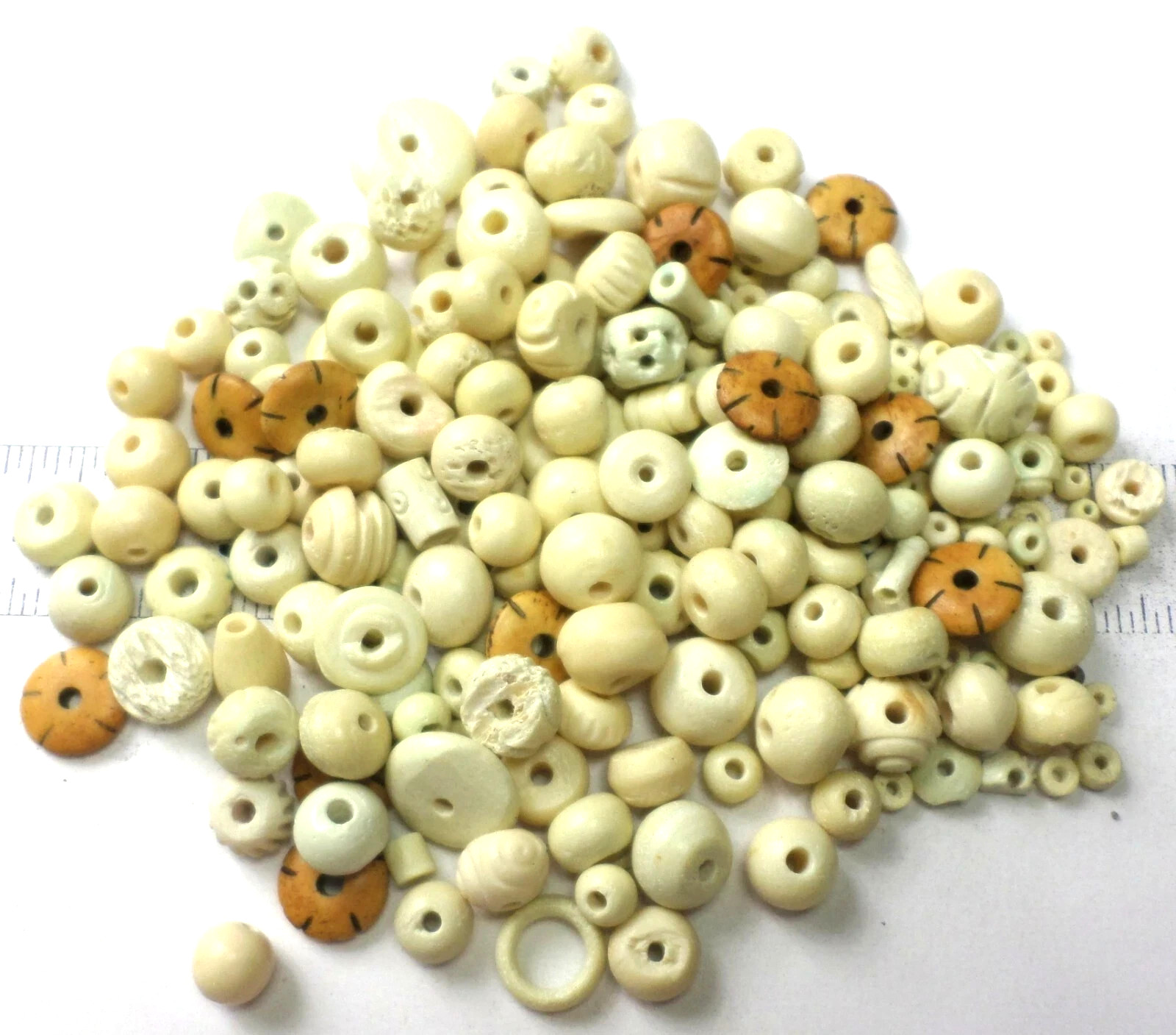 233 Buffalo Cream Vanilla Bone Spacers, Rondelles, Small to Large Beads 4-18mm