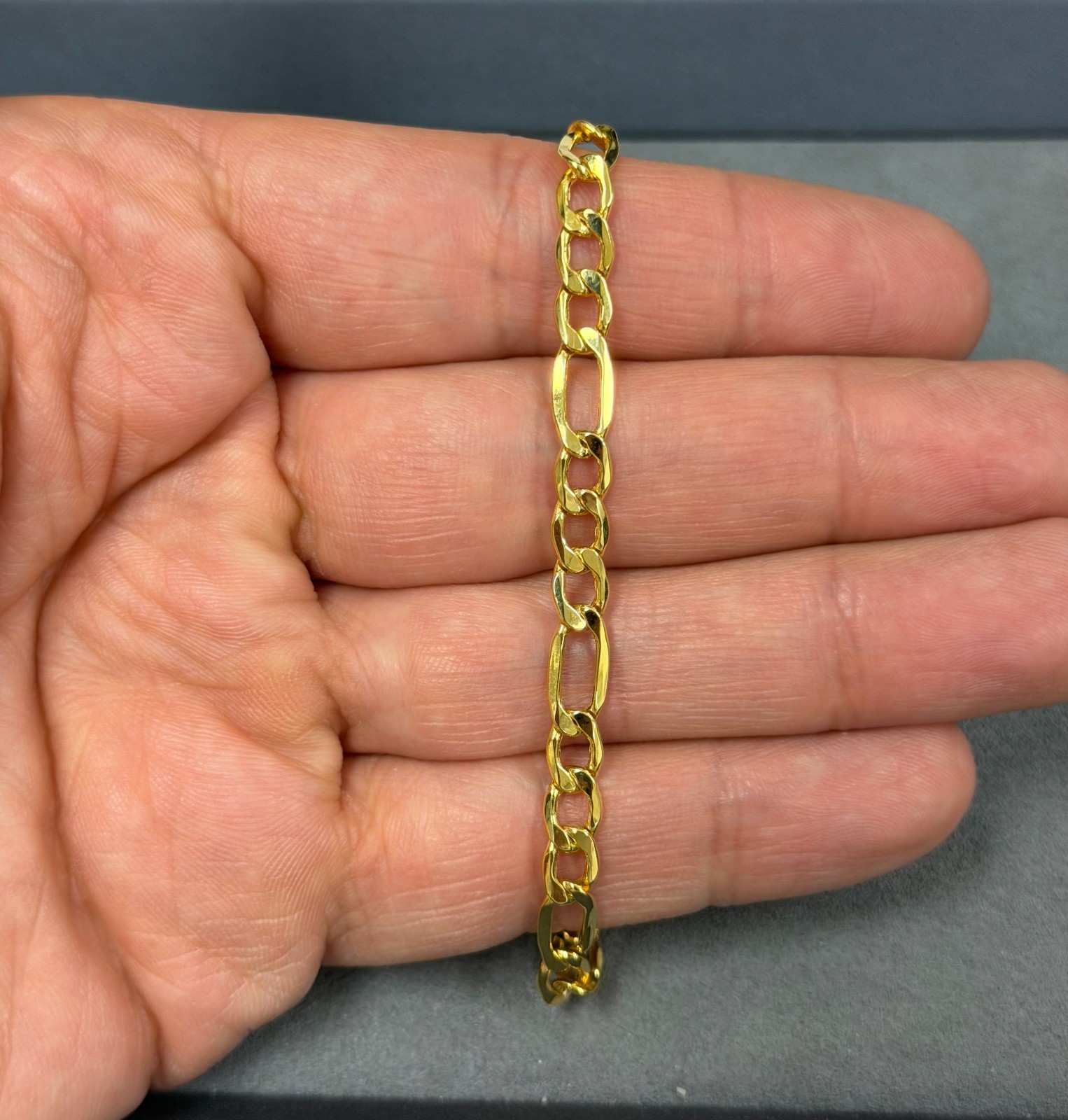 Solid 14k Yellow Gold 5mm Figaro Bracelet 7.5″ Inch Lobster Lock