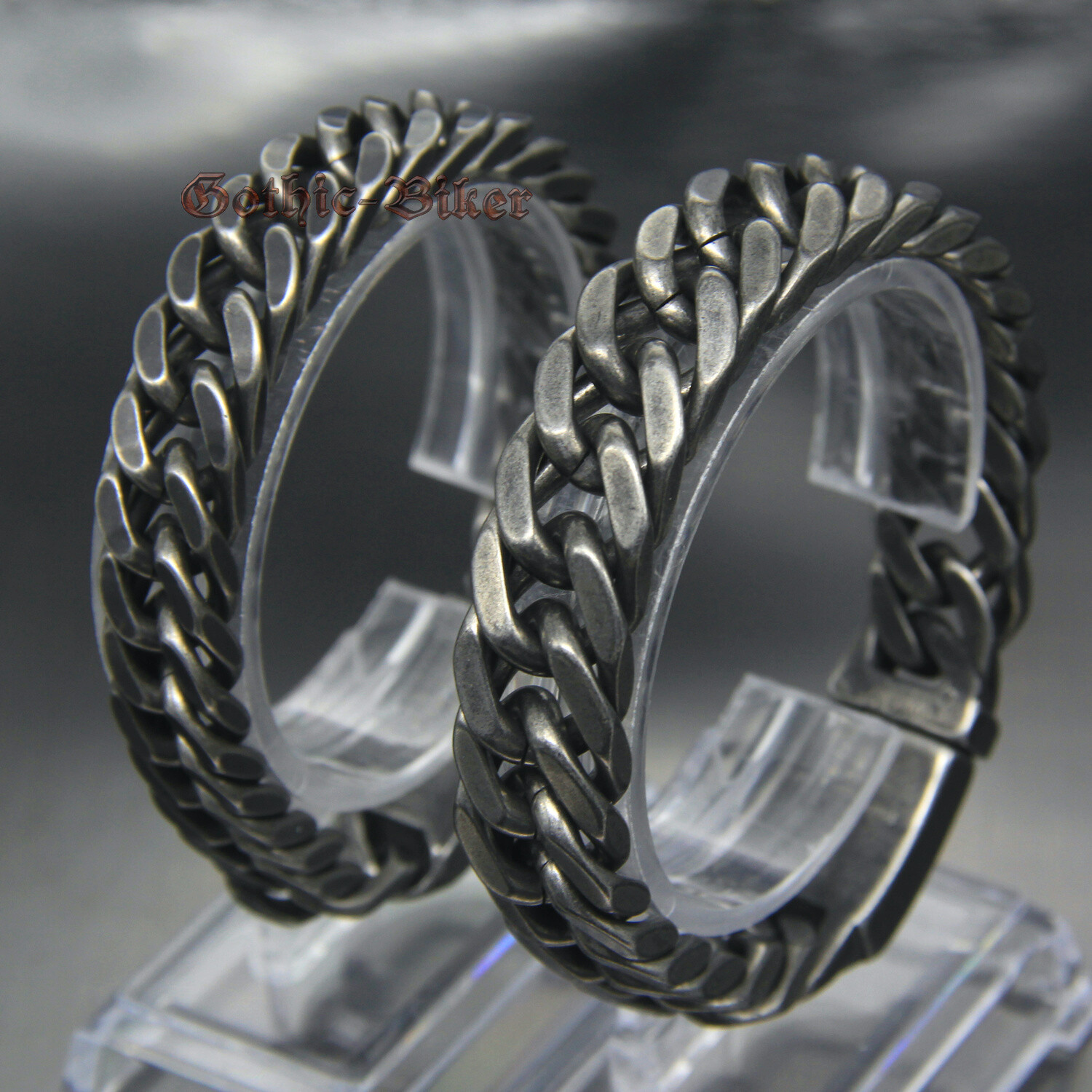 12/15mm Men’s Chain Boy’s Curb Cuban Link Gunmetal 316L Stainless Steel Bracelet