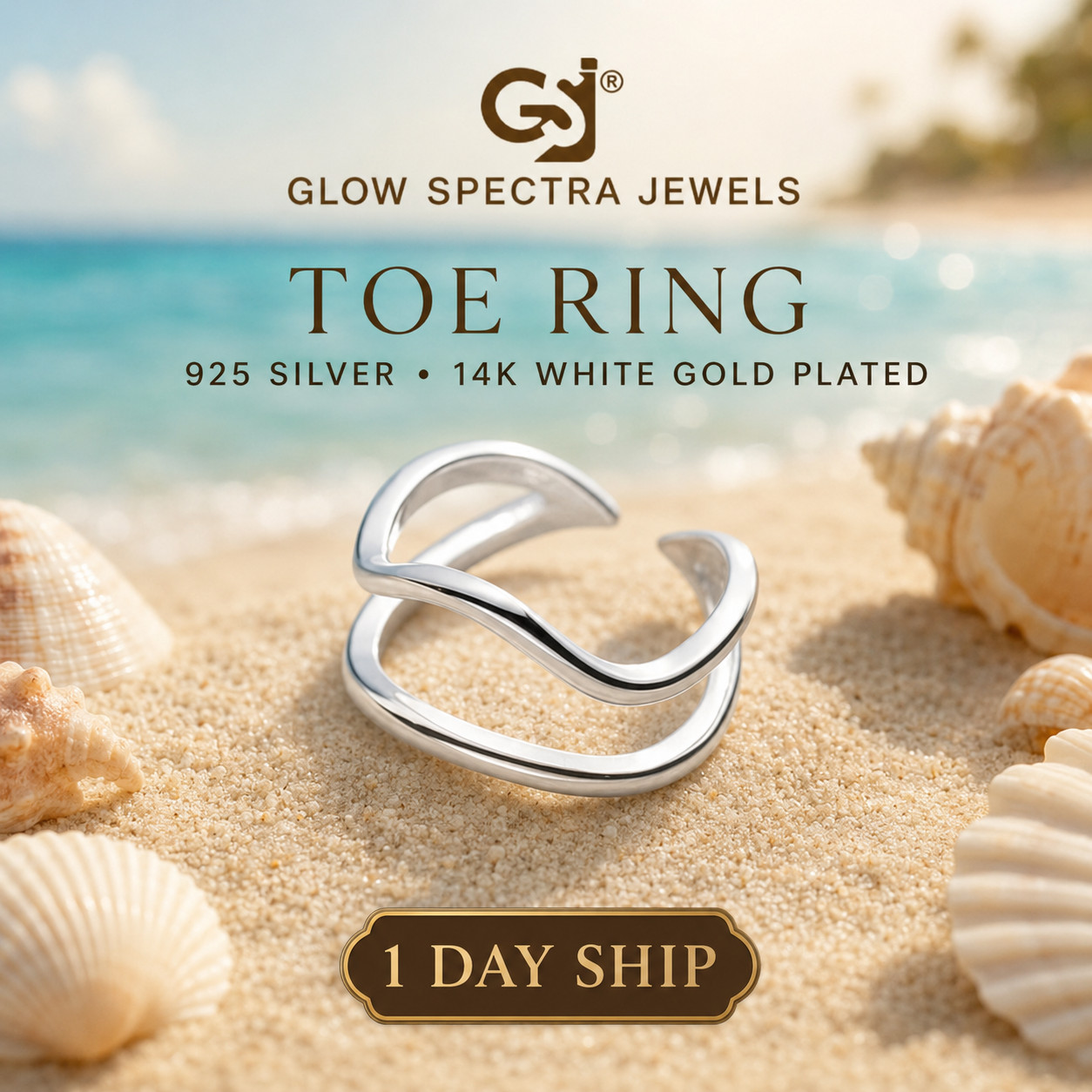 Band Toe Ring Solid 2 Line 925 Sterling Silver Men/ Women 14k White Gold Plated