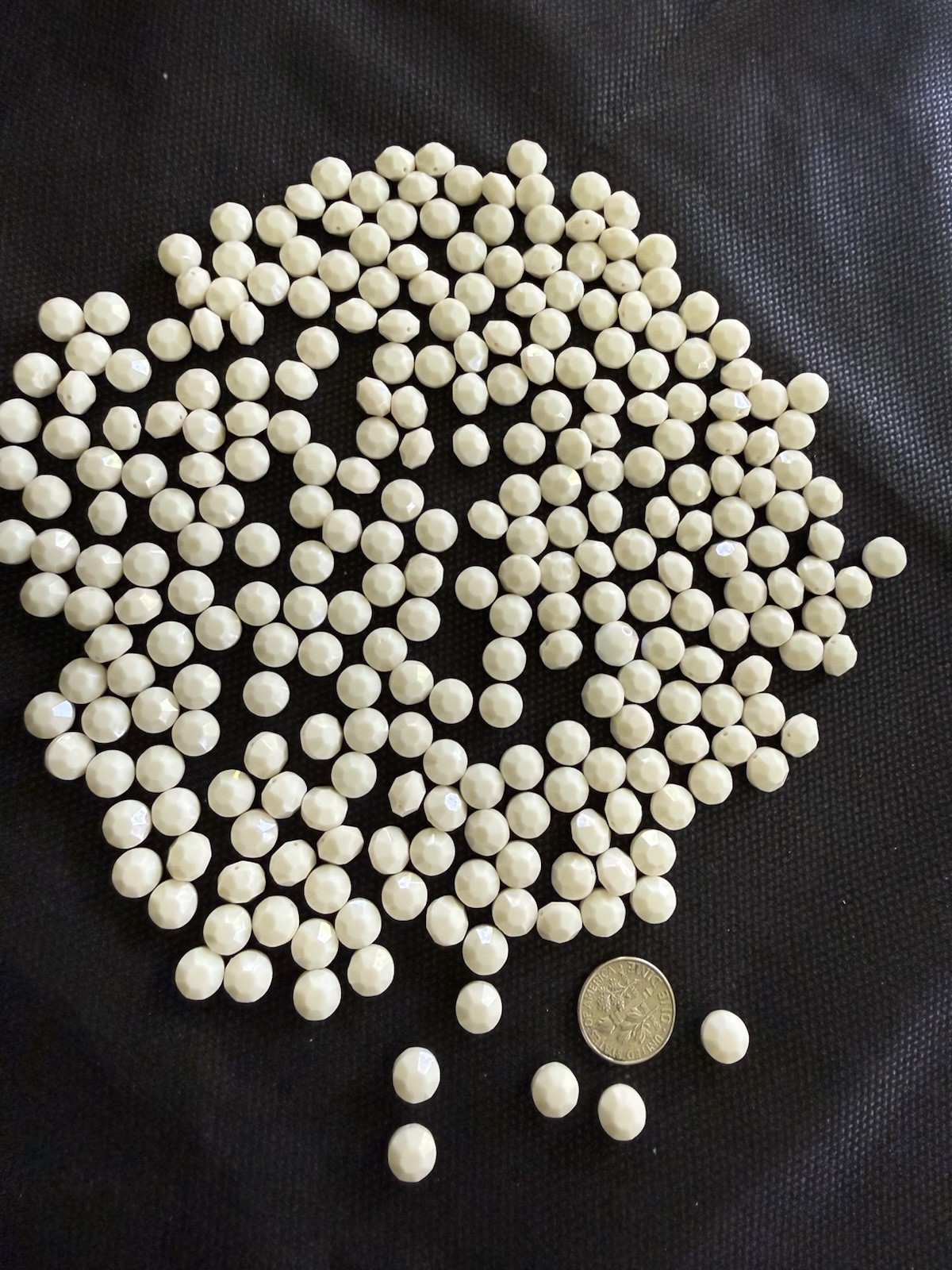 Ivory Opaque Glass Round Beads 5mm Faceted with matte/glossy finish (5 oz.)