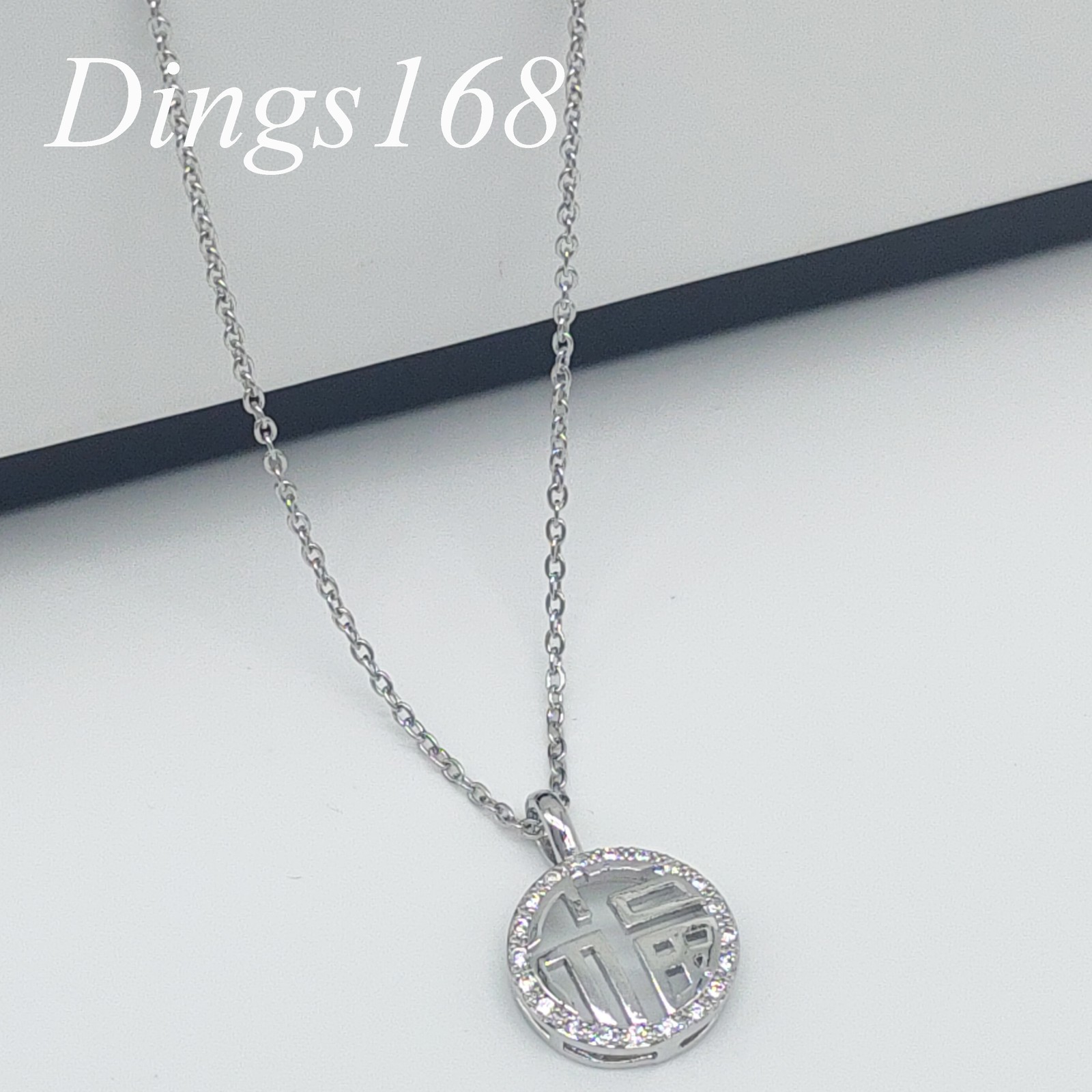 18K White Gold Filled 13mm See-through Crystal Pendant + Cable Chain Necklace