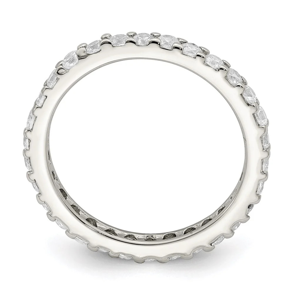 Sterling Silver Rhodium-Plated CZ Ring