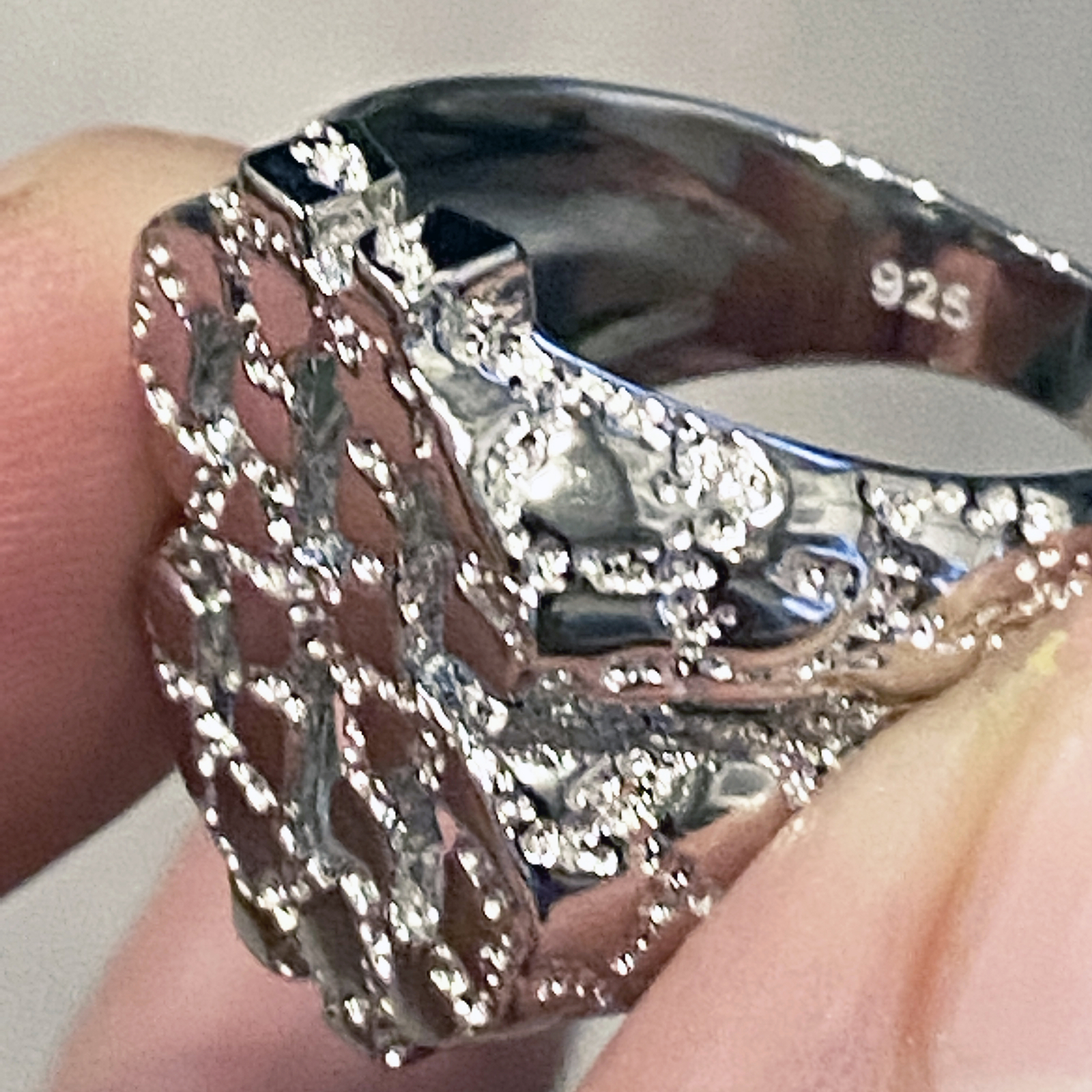 Mens Solid 925 Sterling Silver $ Dollar Sign Symbol Plain Nugget Ring Pinky 7-13
