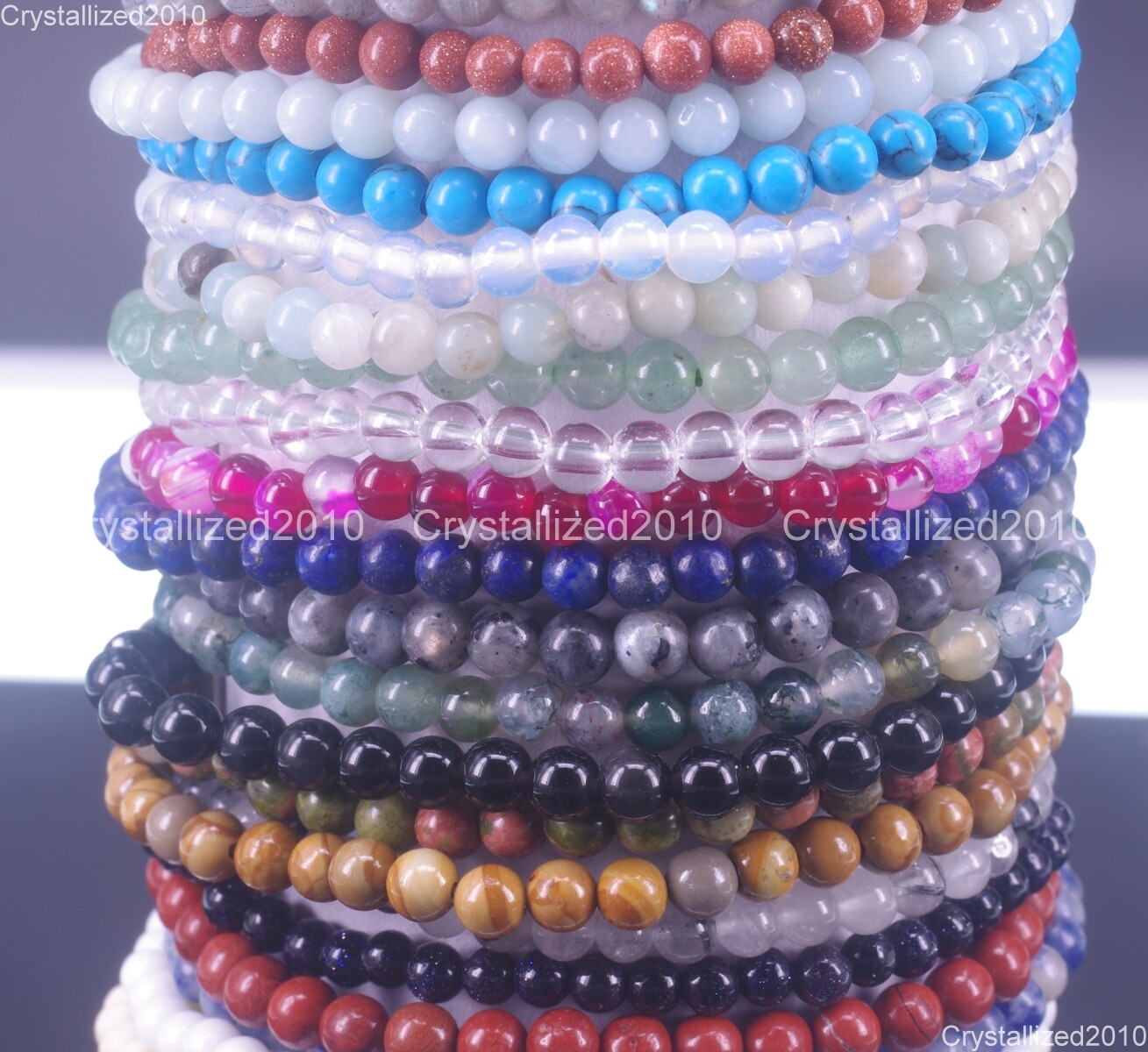 Handmade 4mm AAA Natural Gemstone Round Beads Stretchy Bracelet Healing Reiki 8″