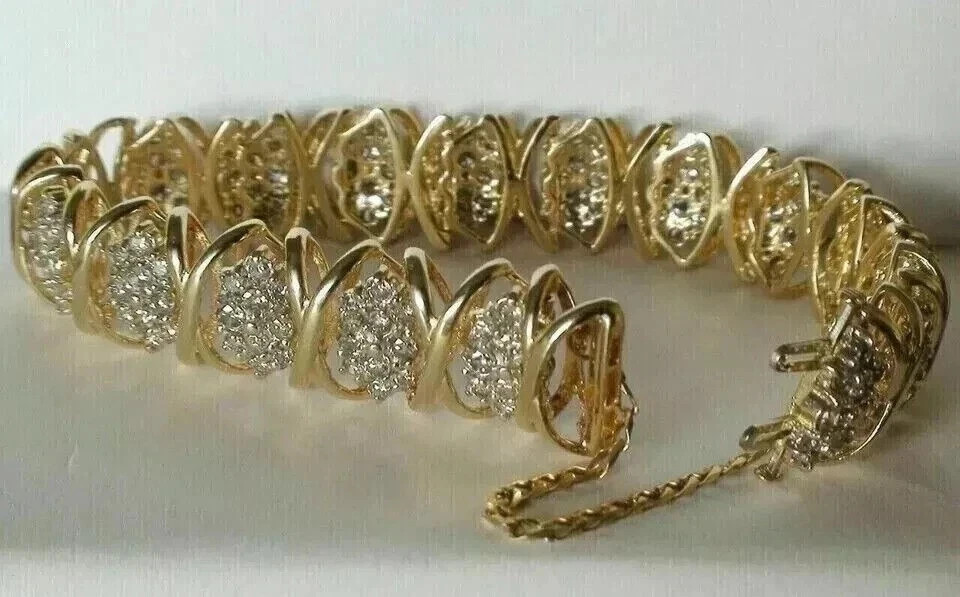 7Ct Round Cut Lab Created Diamond Women’s Tennis Bracelet 14K Yellow Gold Plated
