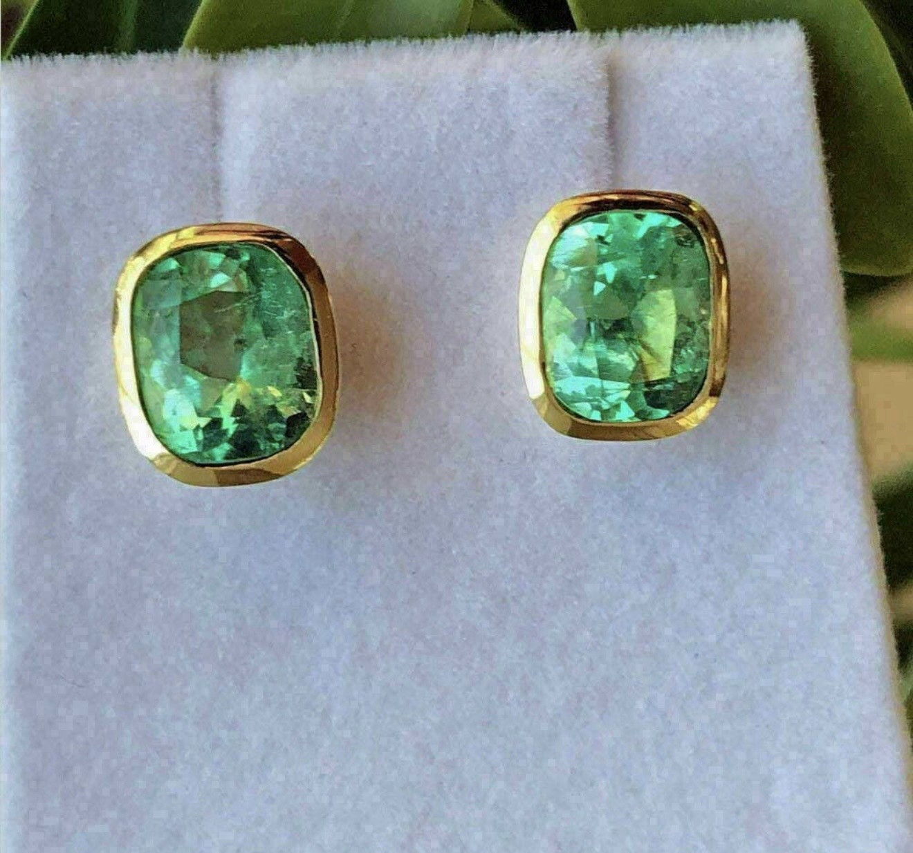 Stud Emerald Earrings 14k Solid Yellow Gold Natural Zambian Emerald Stud Earring