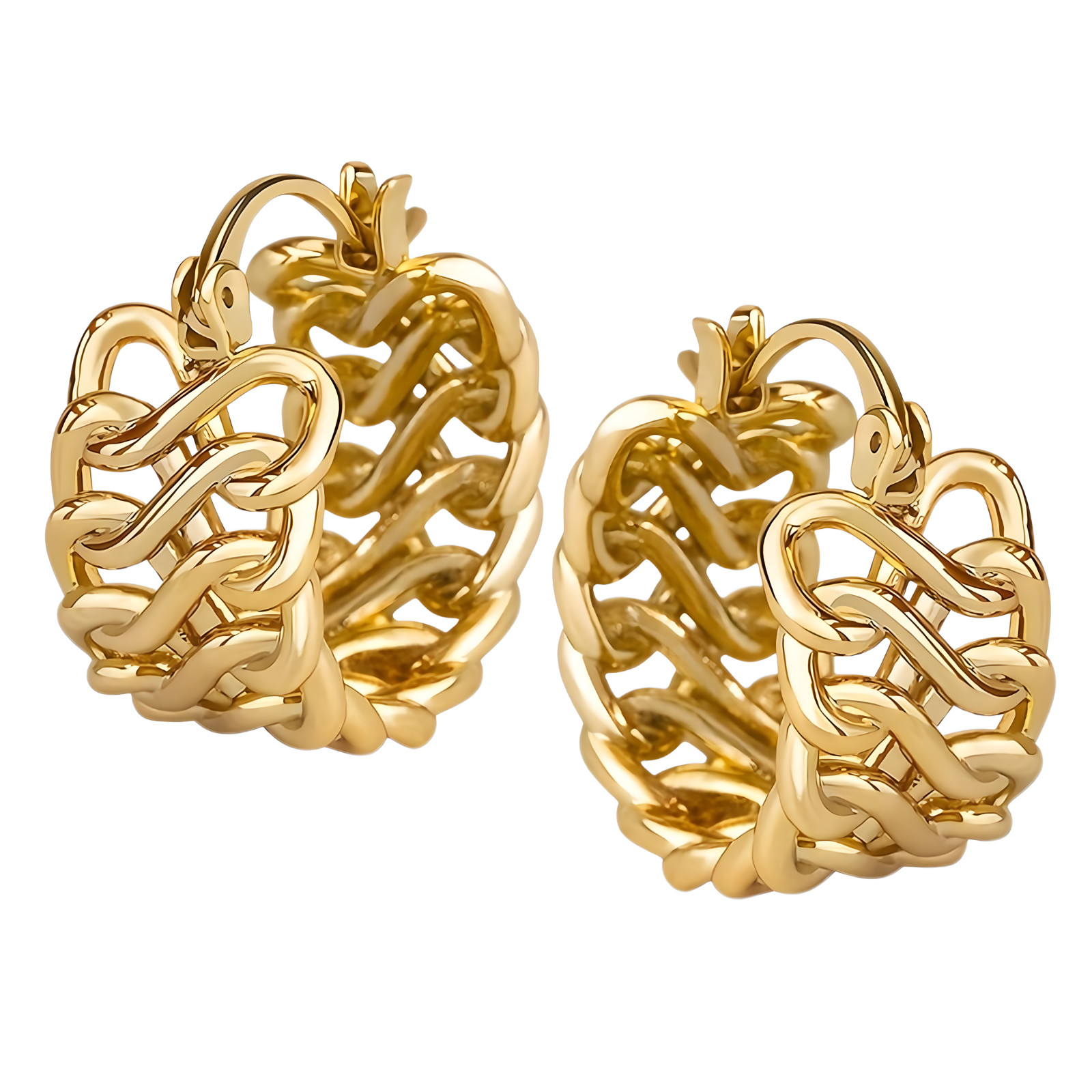 Chunky Gold Hoop Earrings for Women Real Copper Alloy Chain Design 2 cm/0.7 748