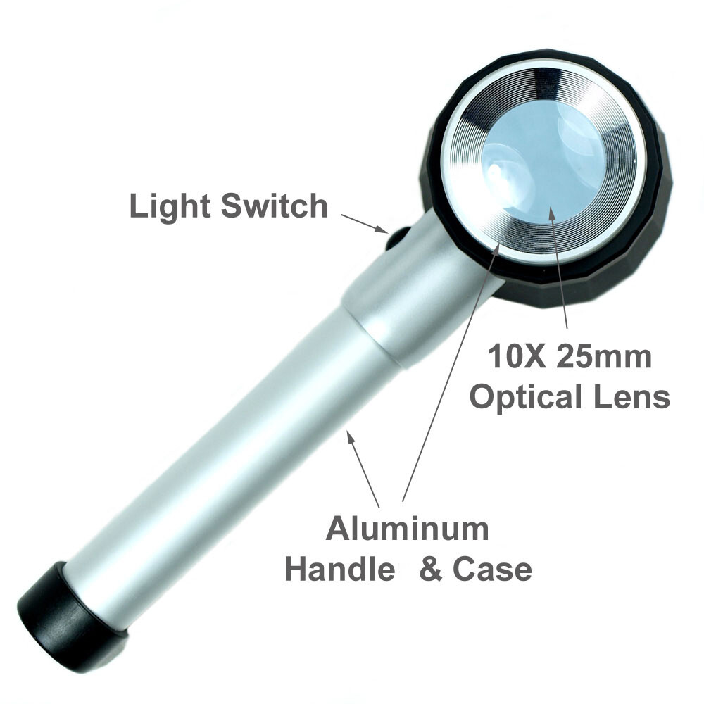 High Quality 10X Optical glass Lighted Magnifier 45X Jewelers Loupe with LED UV