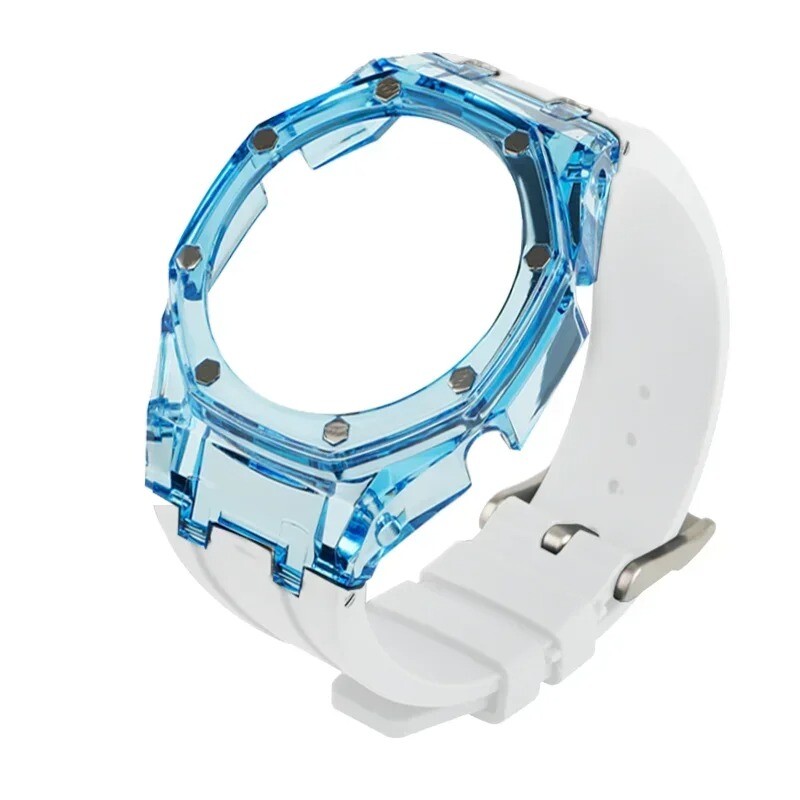 Transparent Case Bezel With Rubber Band Strap Mod Kit For Casio GA2100/GA2110