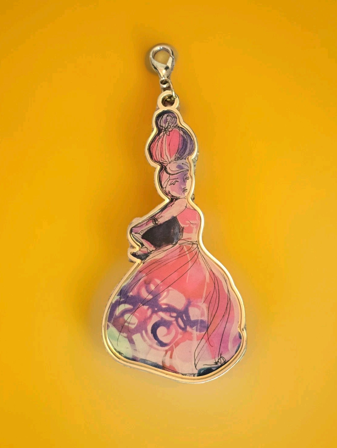 Jane Davenport Flamenco Dancer Art Pendant Figural Woman Statement Jewelry Rare